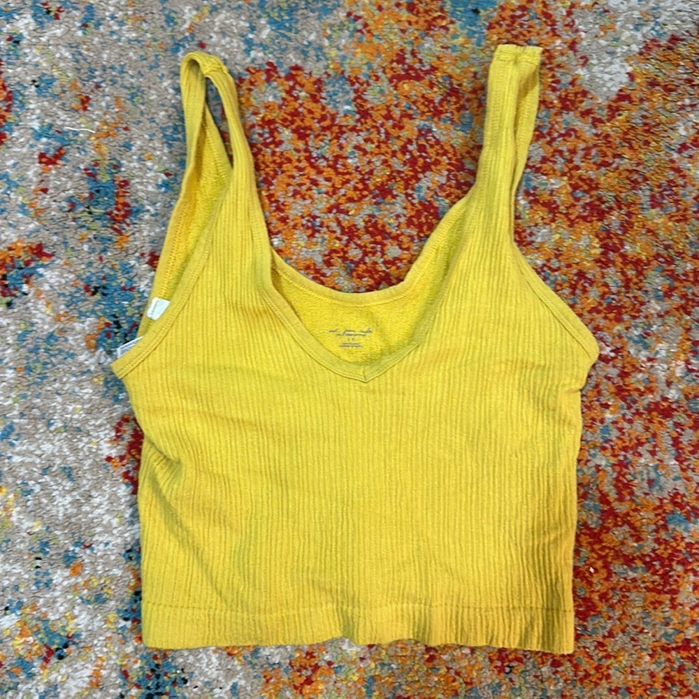 Muted Yellow Ribbed Crop Top